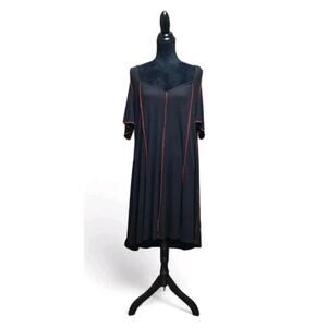 Romwe Women's Plus 4X Black Cold Shoulder Whimsigoth Flowy Black Casual Dress